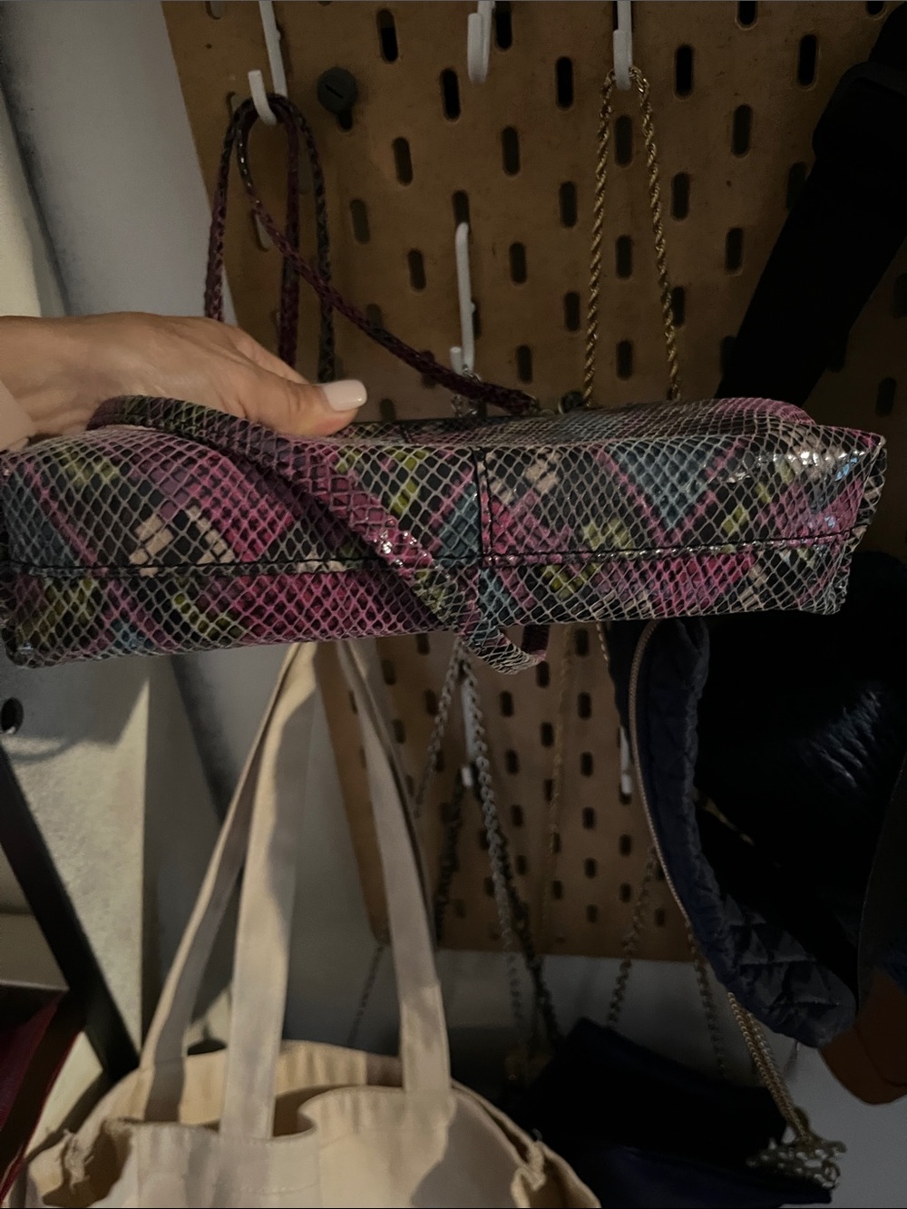 HOBO Multicolor Snake-Print Frame Clutch with Gold Trim - Picture 6 of 6